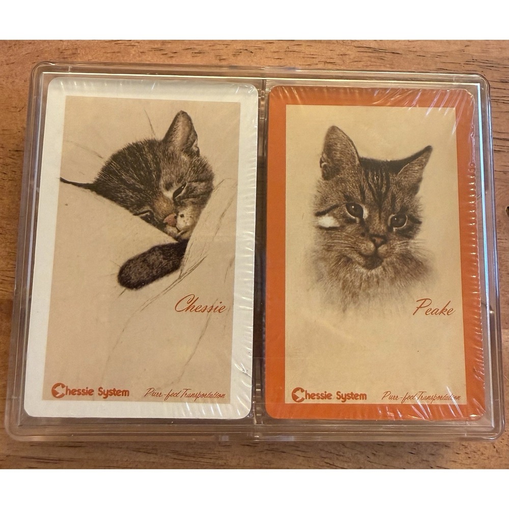 Vtg Chessie System - Purr-fect Transportation Double‎ Deck of Cat Cards - Trains